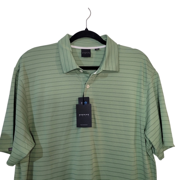 Nike men dunning golf short sleeved green striped polo size large - Picture 2 of 10